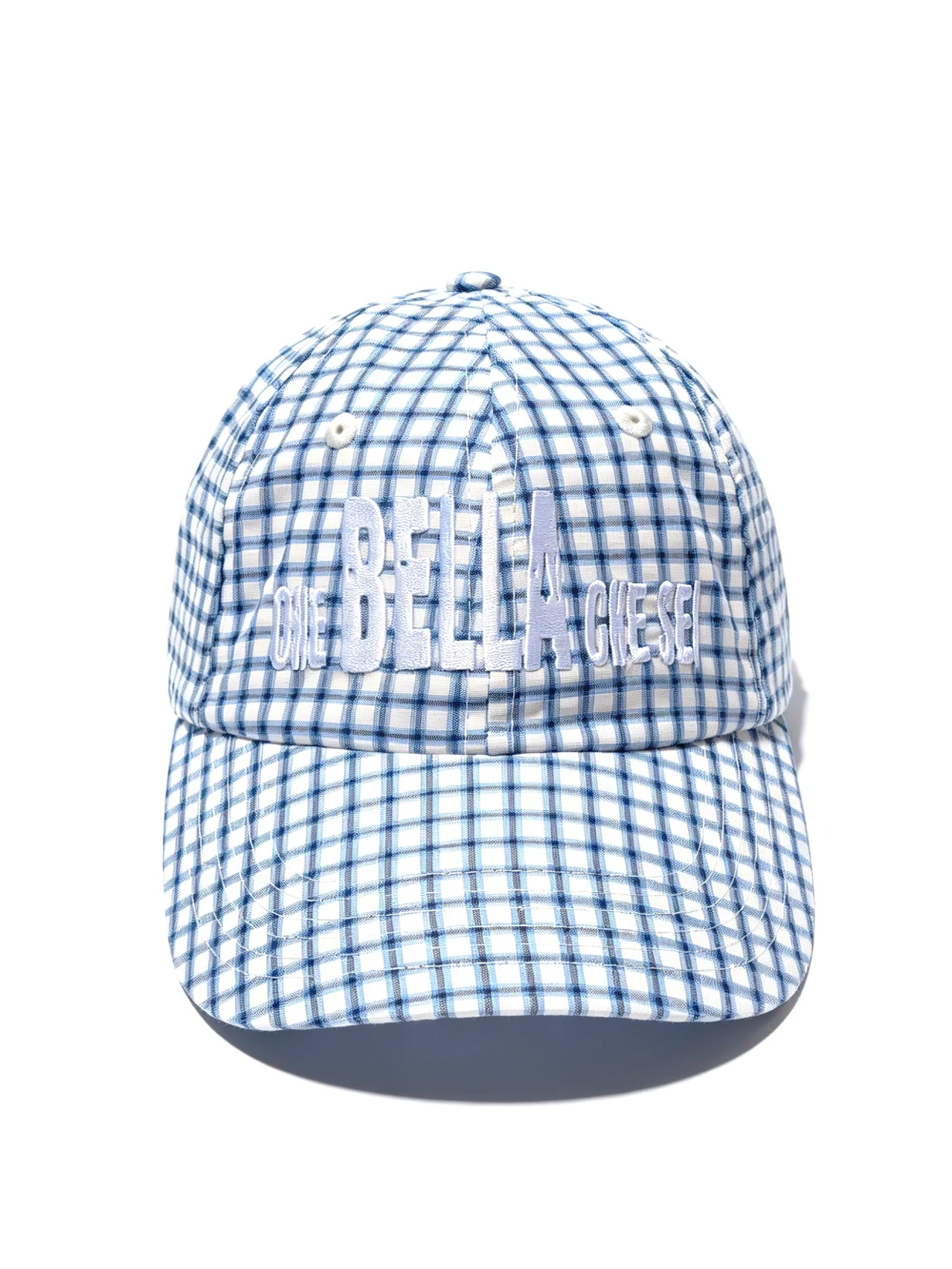Bella Embroidered Blue Plaid Baseball Cap