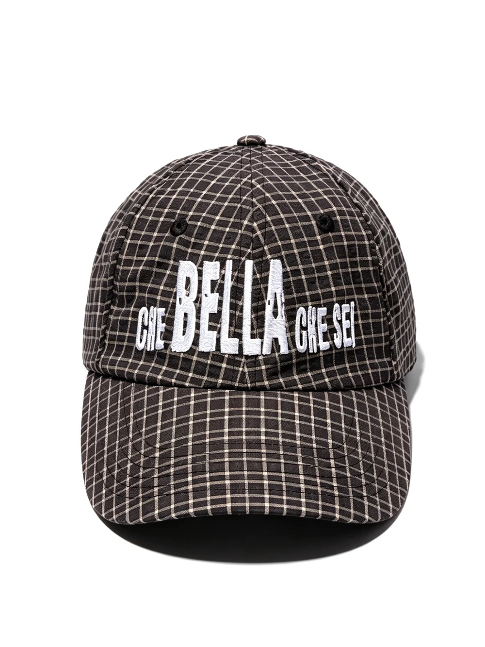 Bella Embroidered Black Plaid Baseball Cap